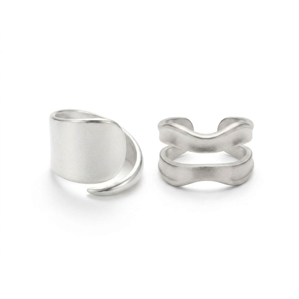 Matte Irregular Geometric Open Ring - Adjustable Brass Band — all variants