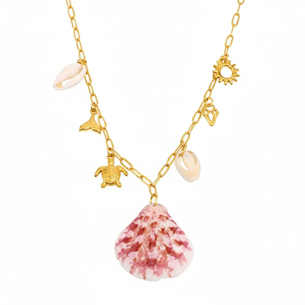 Midoodo Shell & Natural Stone Ocean Multi-Pendant Necklace