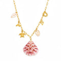 Midoodo Shell & Natural Stone Ocean Multi-Pendant Necklace