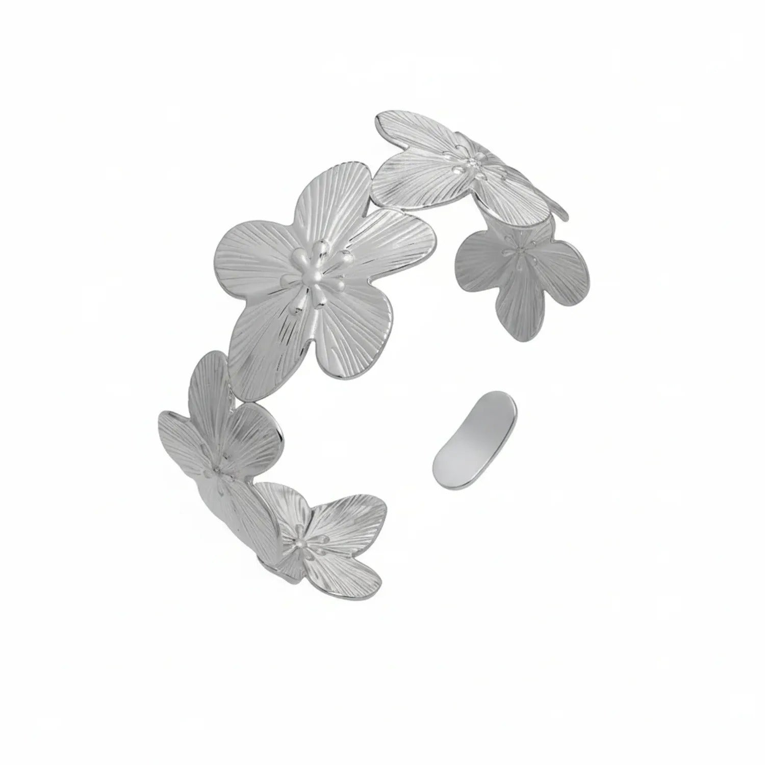 Mili Hollow Flower & Butterfly Open Bracelet — 18K PVD Gold