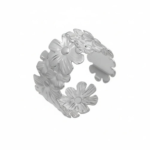 Mili Hollow Flower & Butterfly Open Bracelet — 18K PVD Gold