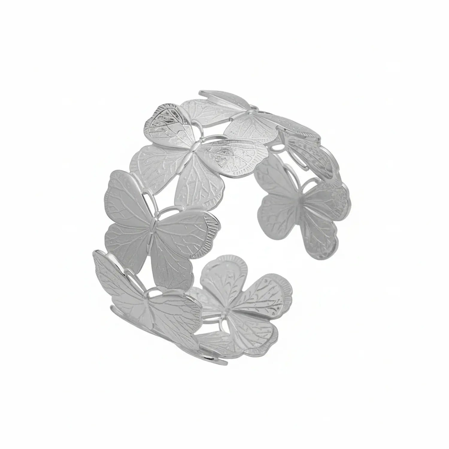 Mili Hollow Flower & Butterfly Open Bracelet — 18K PVD Gold
