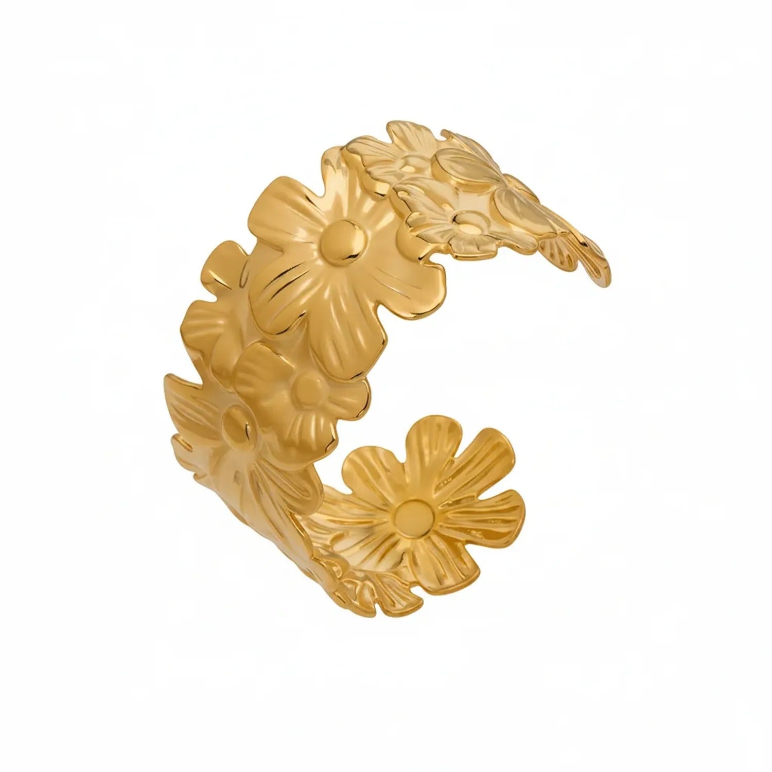 Mili Hollow Flower & Butterfly Open Bracelet — 18K PVD Gold