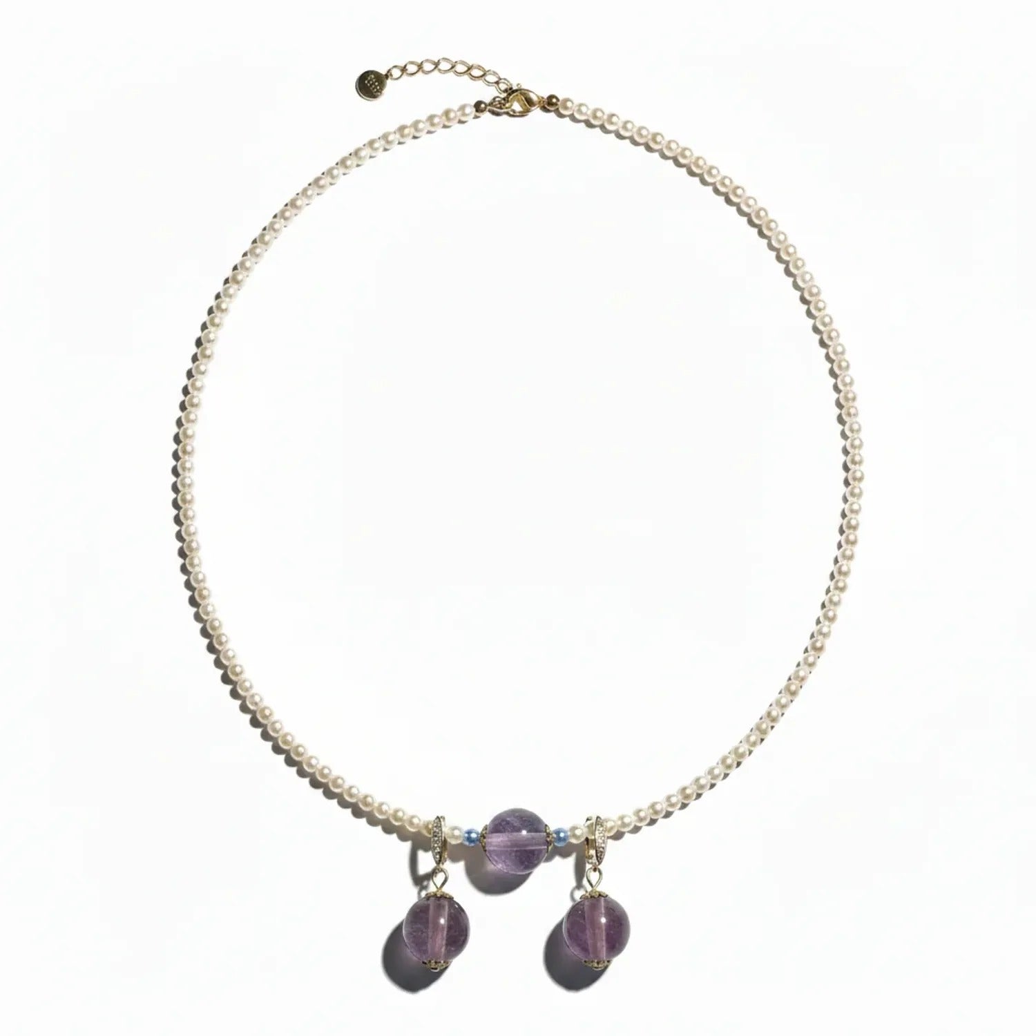 Minan Vintage Purple Pearl Necklace, Bracelet & Earrings Set
