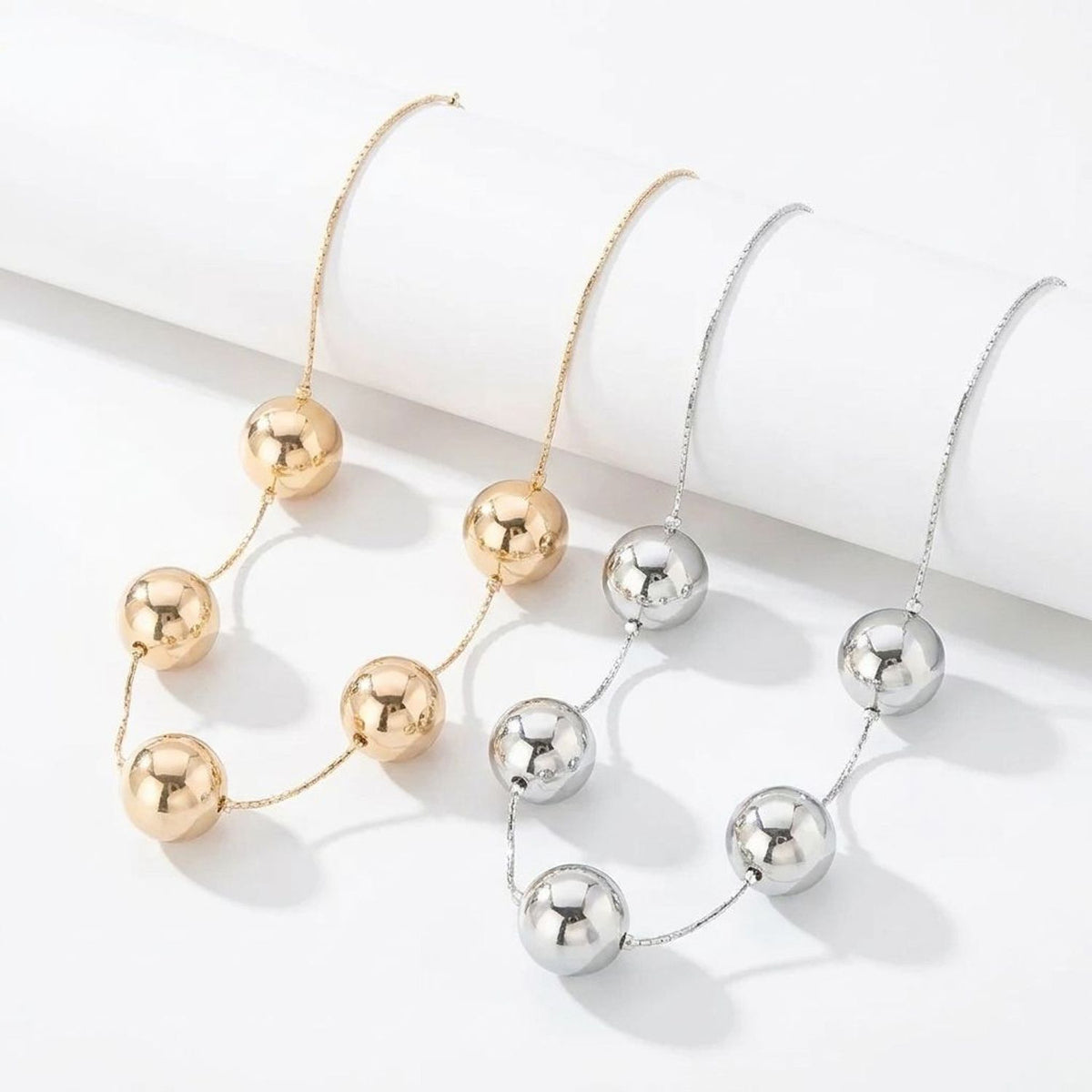 Minimalist Beaded Clavicle Chain Gold Necklace Women - Geometric Bead Jewelry