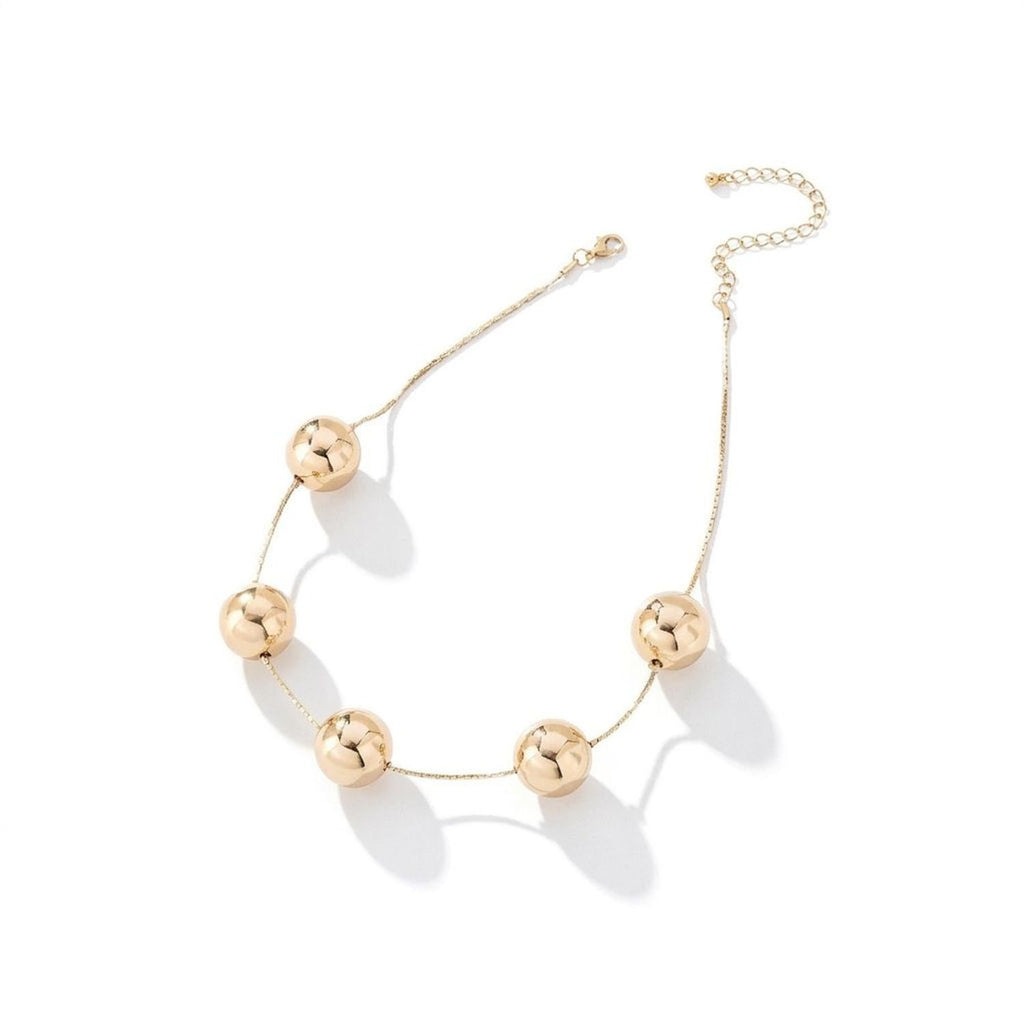 Minimalist Beaded Clavicle Chain Gold Necklace Women - Geometric Bead Jewelry