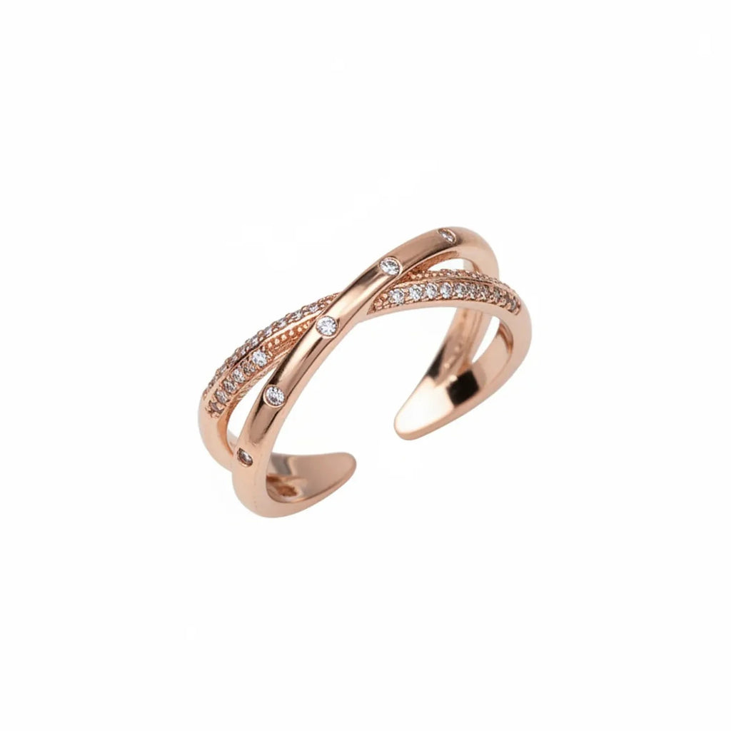 Minimalist Geometric Zircon Index Finger Ring — Rose Gold
