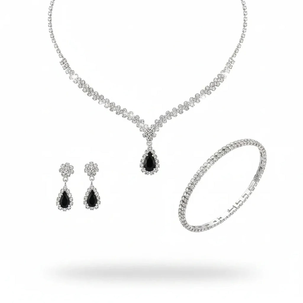 Minlang Bridal Drop Zircon Necklace & Earring Set