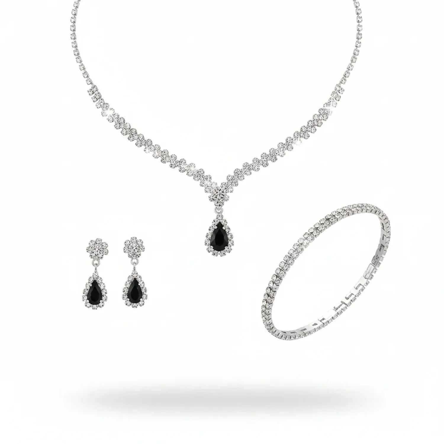 Minlang Bridal Drop Zircon Necklace & Earring Set