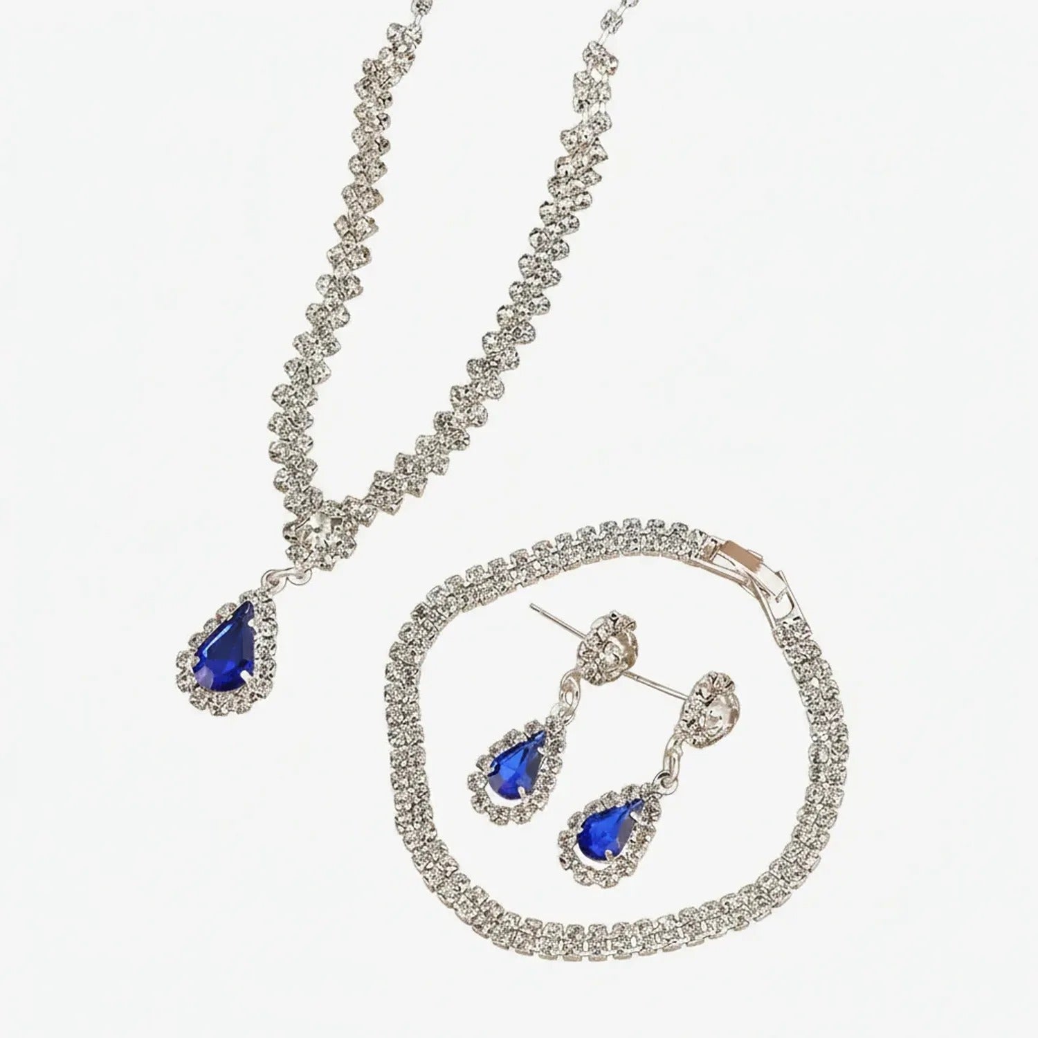 Minlang Bridal Drop Zircon Necklace & Earring Set