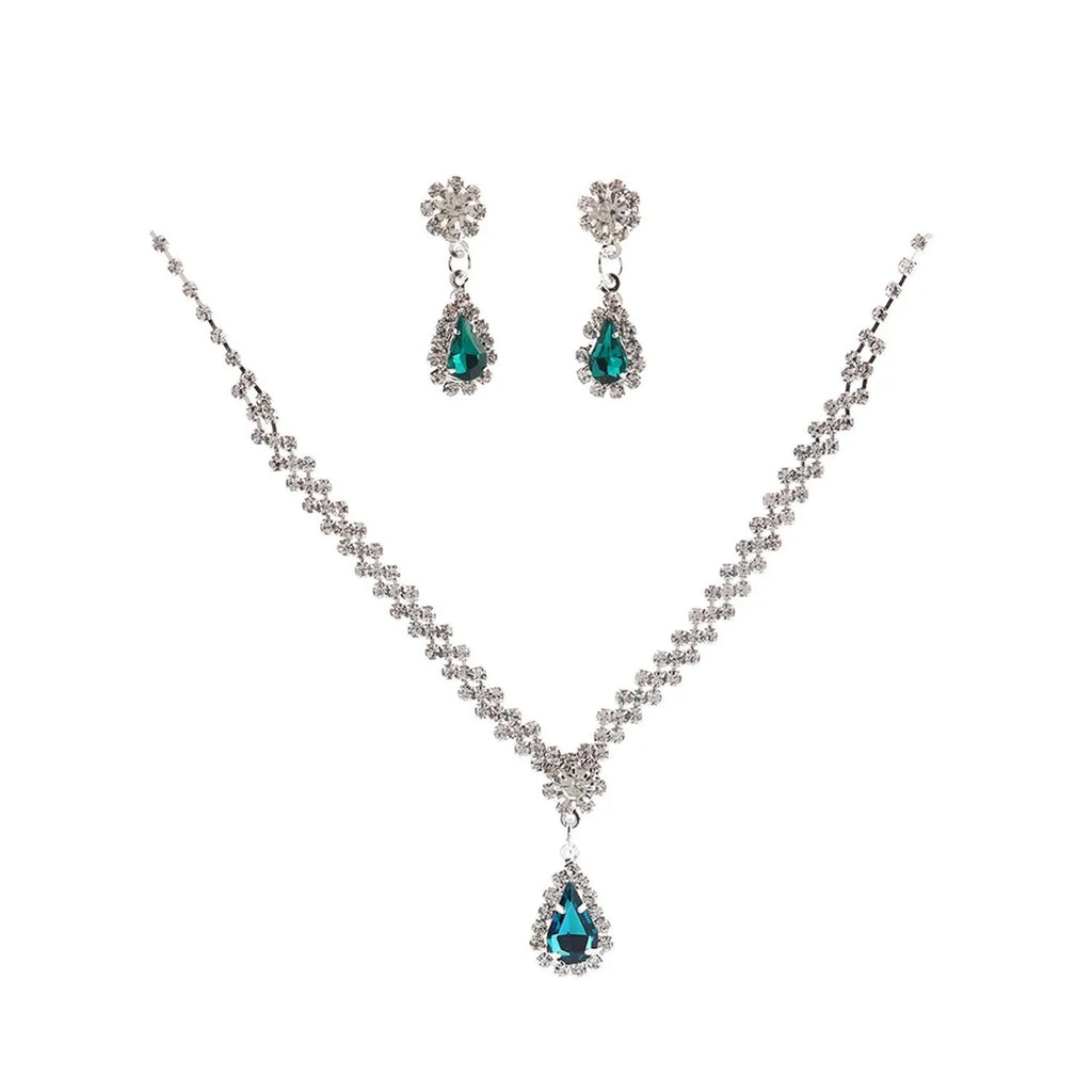 Minlang Bridal Drop Zircon Necklace & Earring Set