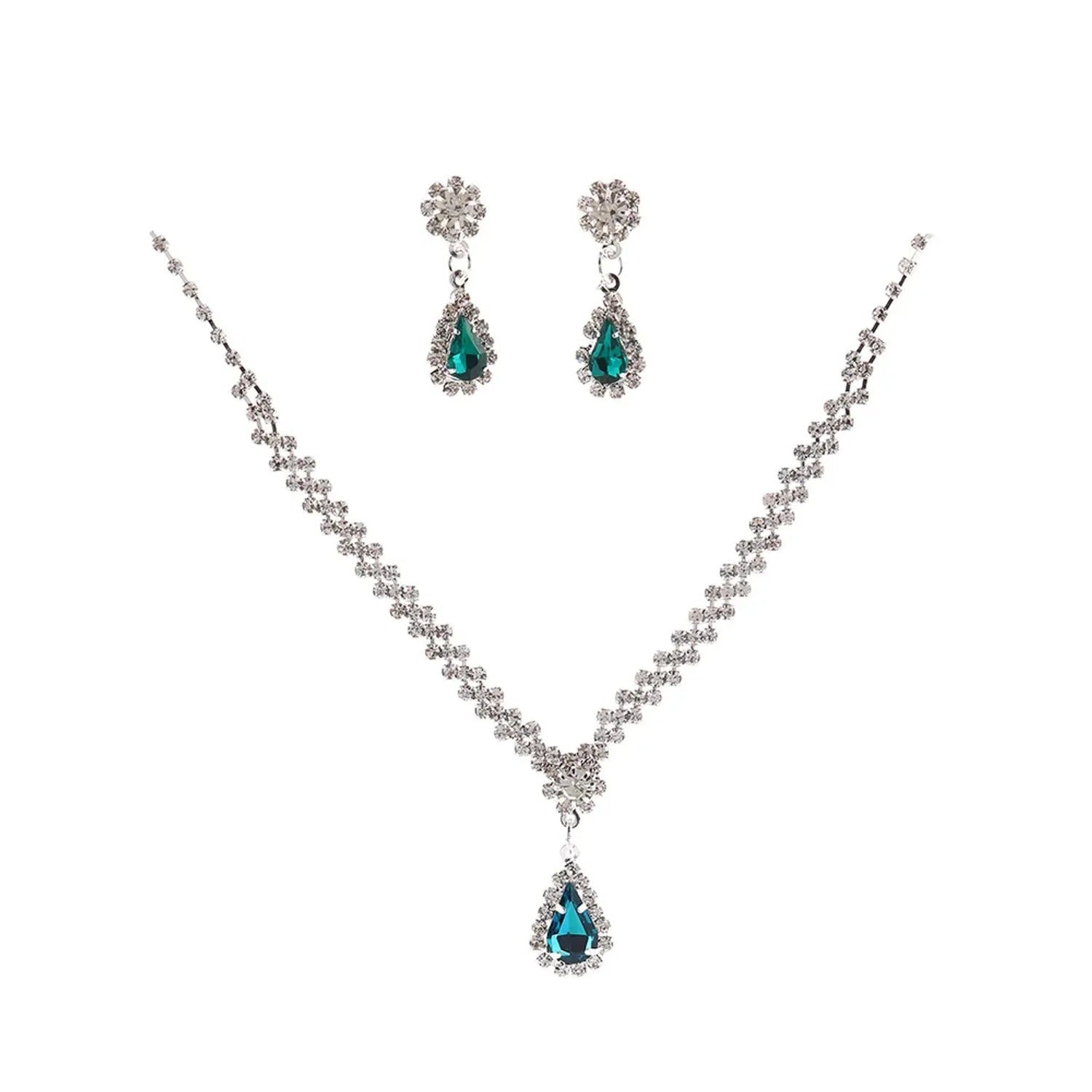 Minlang Bridal Drop Zircon Necklace & Earring Set