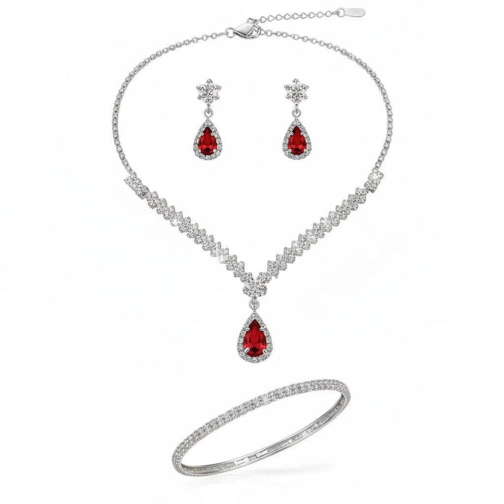Minlang Bridal Drop Zircon Necklace & Earring Set