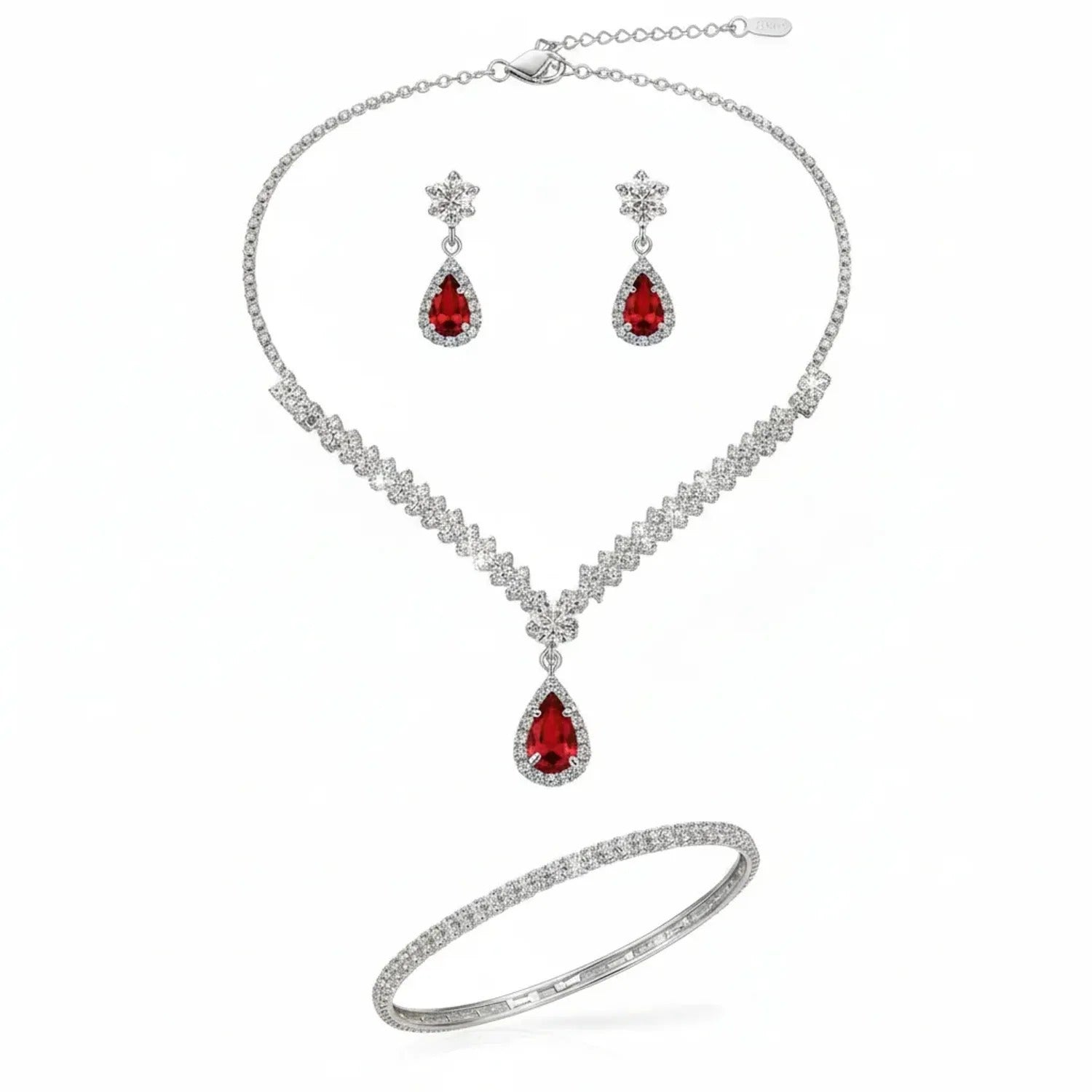 Minlang Bridal Drop Zircon Necklace & Earring Set