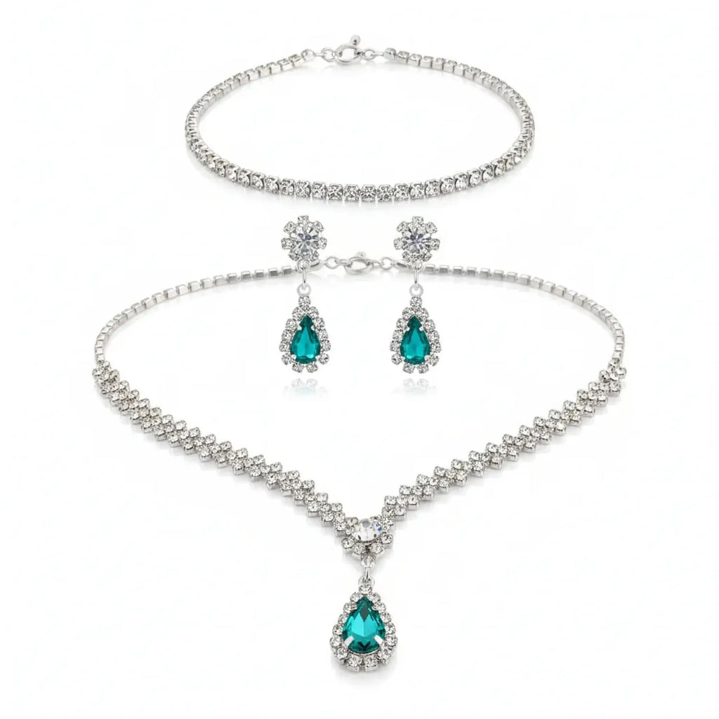 Minlang Bridal Drop Zircon Necklace & Earring Set