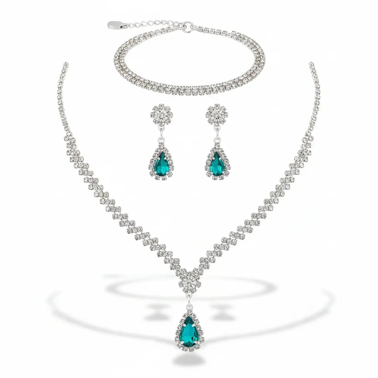 Minlang Bridal Drop Zircon Necklace & Earring Set