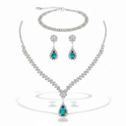 Minlang Bridal Drop Zircon Necklace & Earring Set
