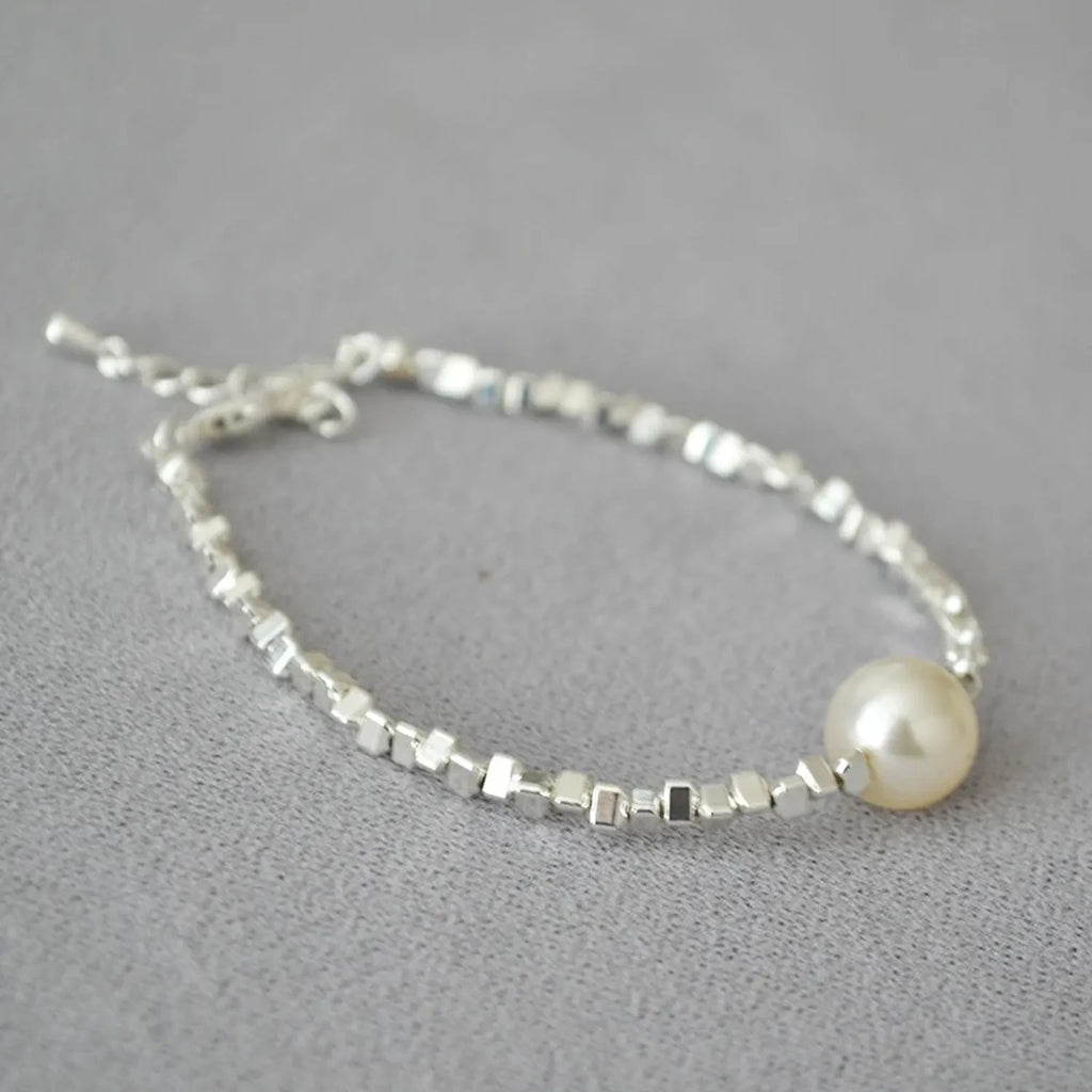 Miya Sophia Jewelry Silver Fragment Pearl Bracelet