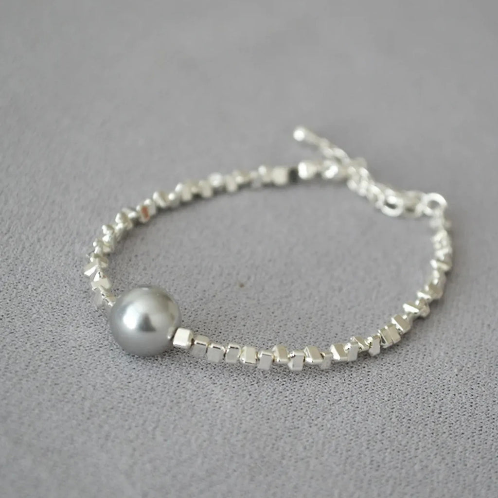 Miya Sophia Jewelry Silver Fragment Pearl Bracelet