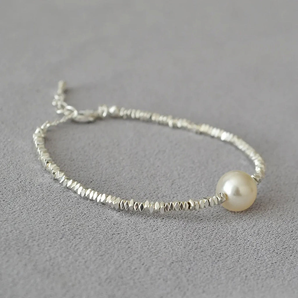 Miya Sophia Jewelry Silver Fragment Pearl Bracelet
