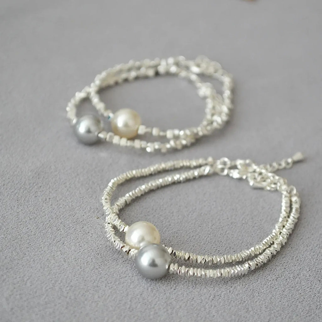 Miya Sophia Jewelry Silver Fragment Pearl Bracelet