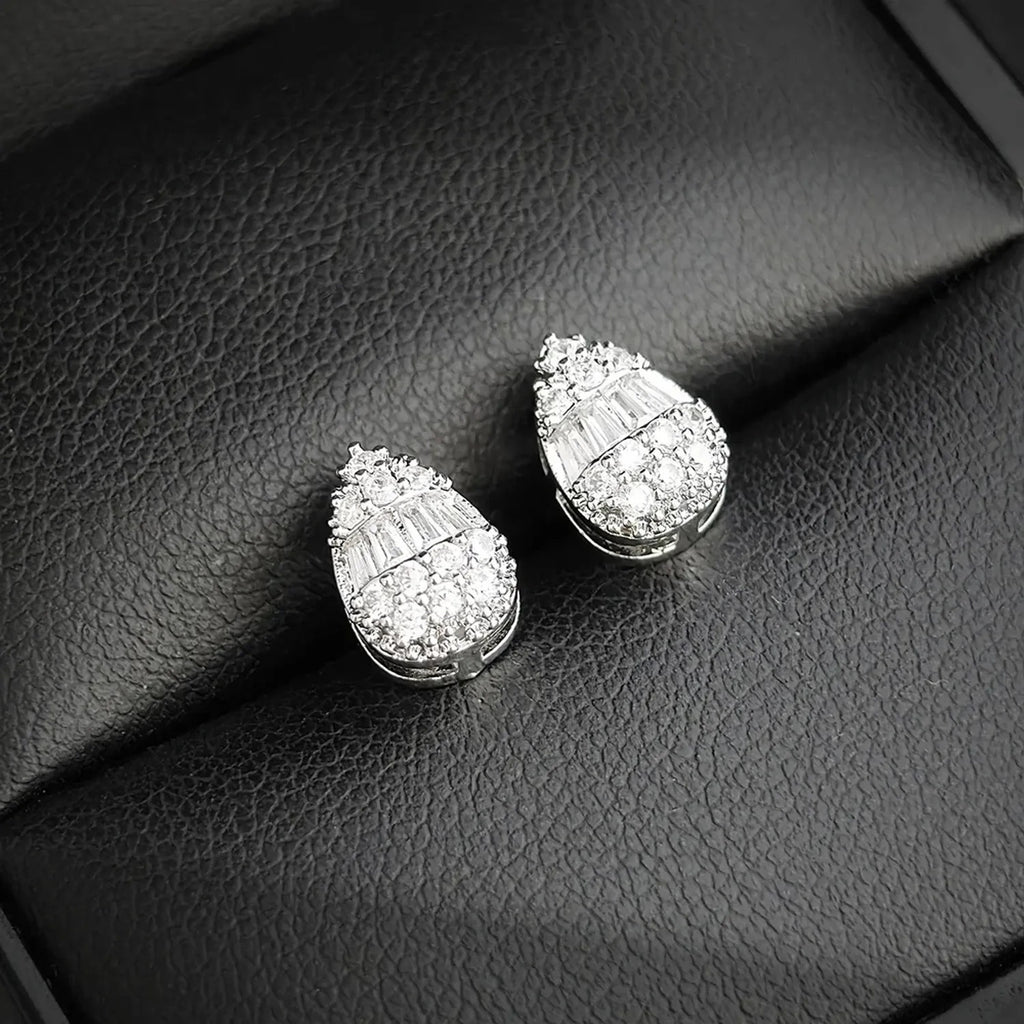 Moonso Pave Teardrop Stud Earrings