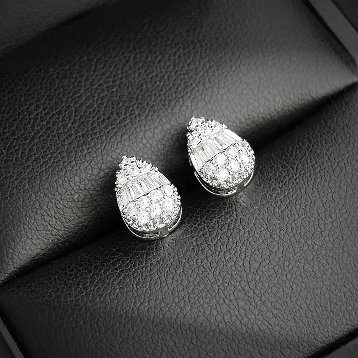 Moonso Pave Teardrop Stud Earrings