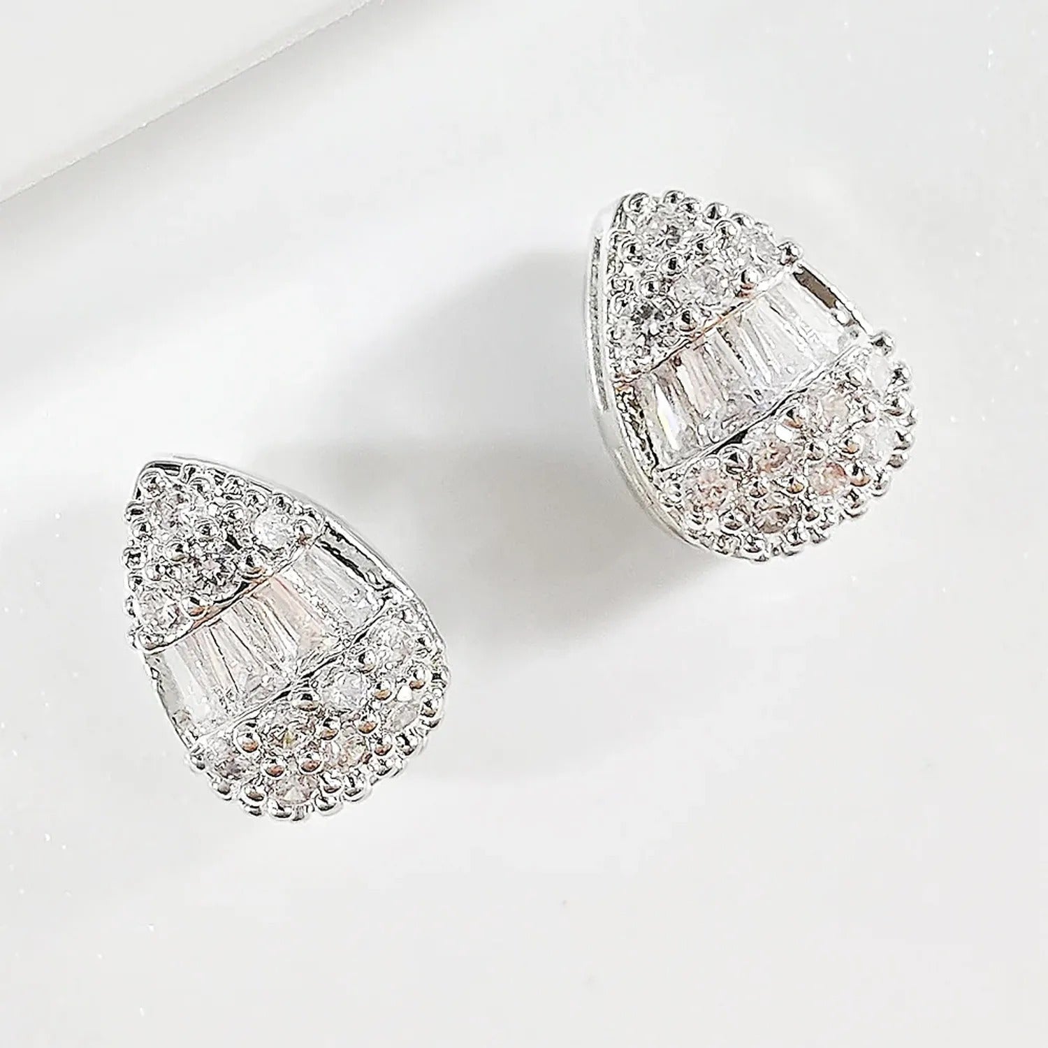 Moonso Pave Teardrop Stud Earrings