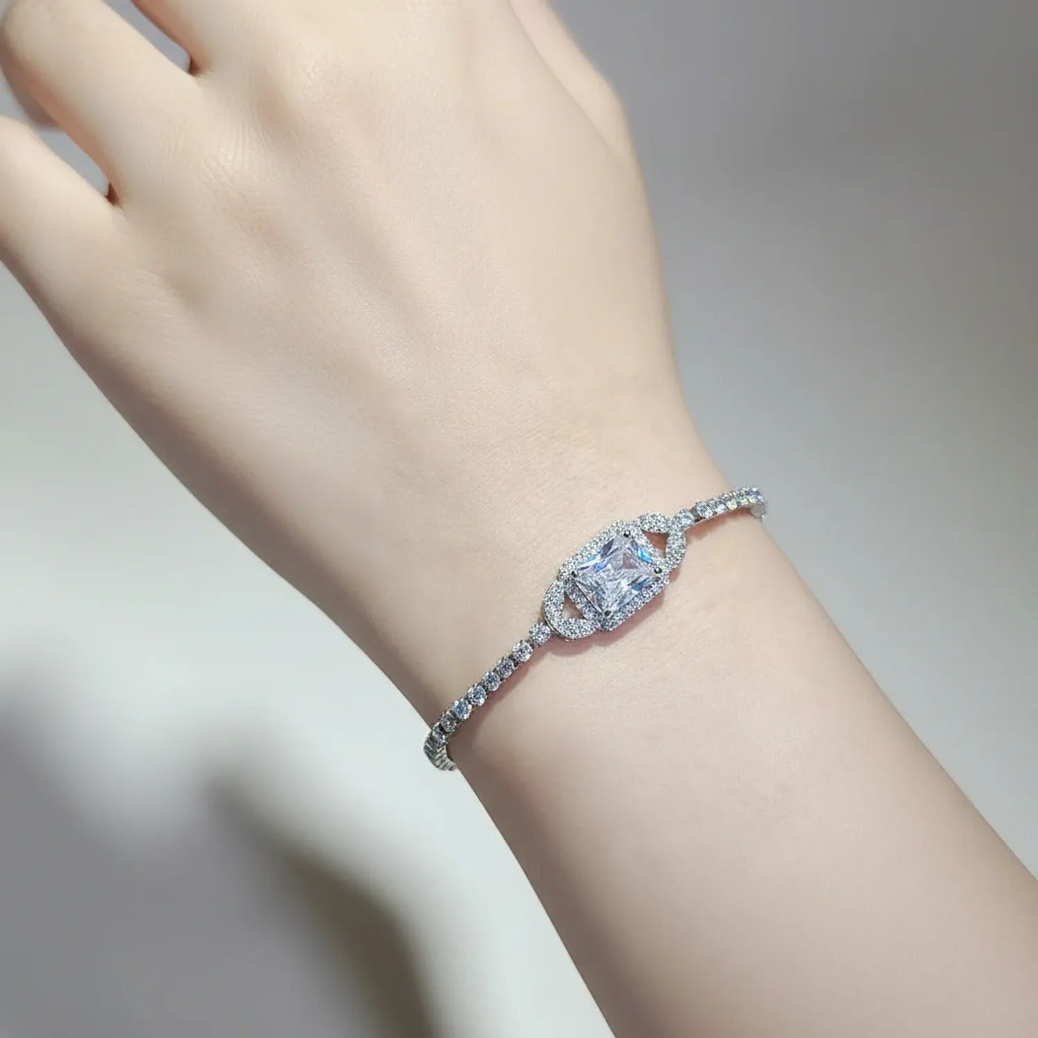 Moonso Princess Cut Zirconia Tennis Bracelet