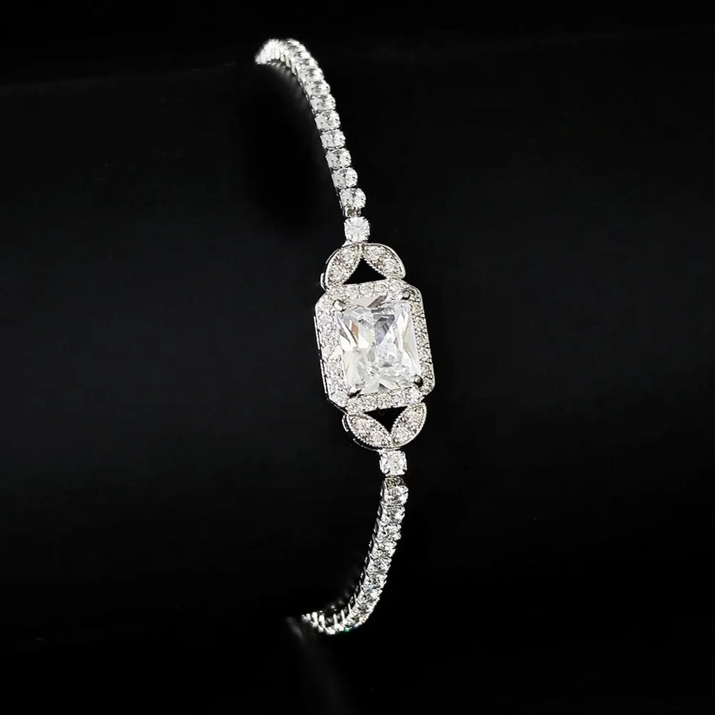Moonso Princess Cut Zirconia Tennis Bracelet