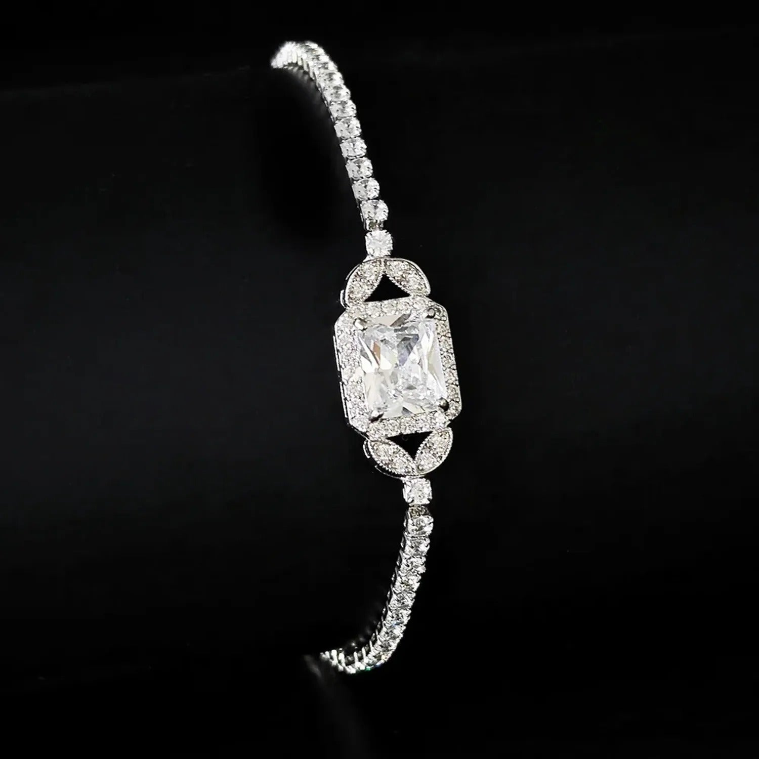 Moonso Princess Cut Zirconia Tennis Bracelet