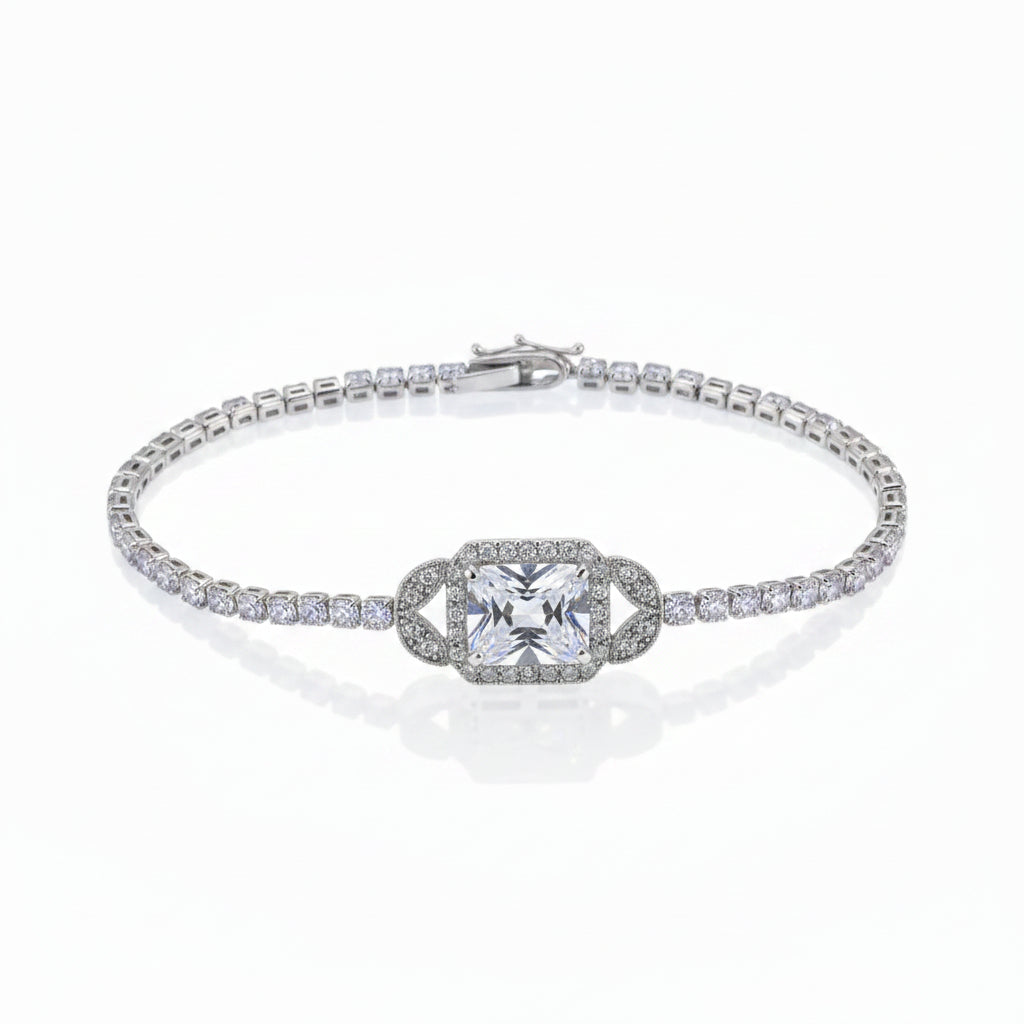 Moonso Princess Cut Zirconia Tennis Bracelet