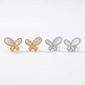 Mother-of-Pearl Butterfly Stud Earrings - 18K Gold Plated Stainless Steel — all variants