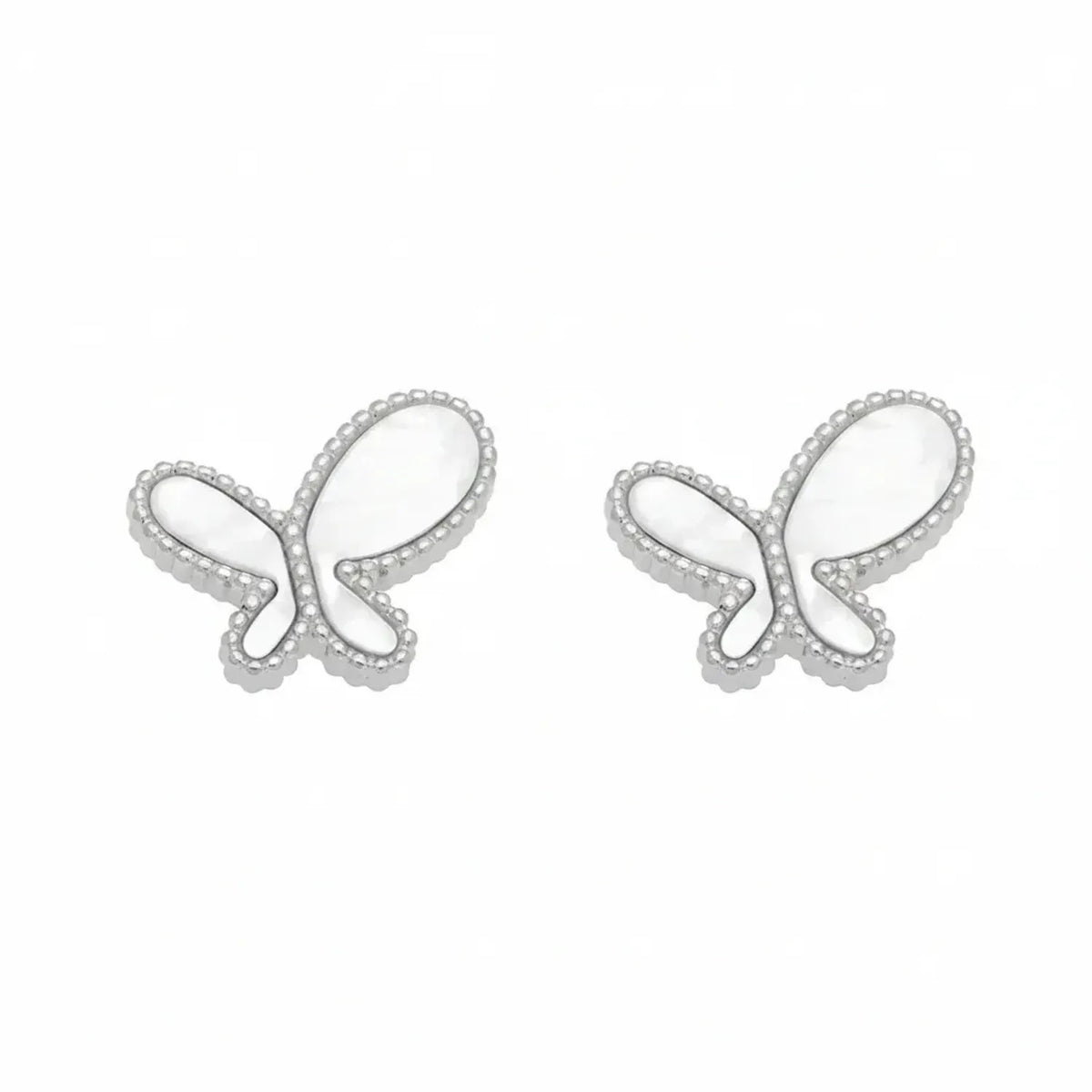 Mother-of-Pearl Butterfly Stud Gold Earrings - 18K Gold Plated Stainless Steel