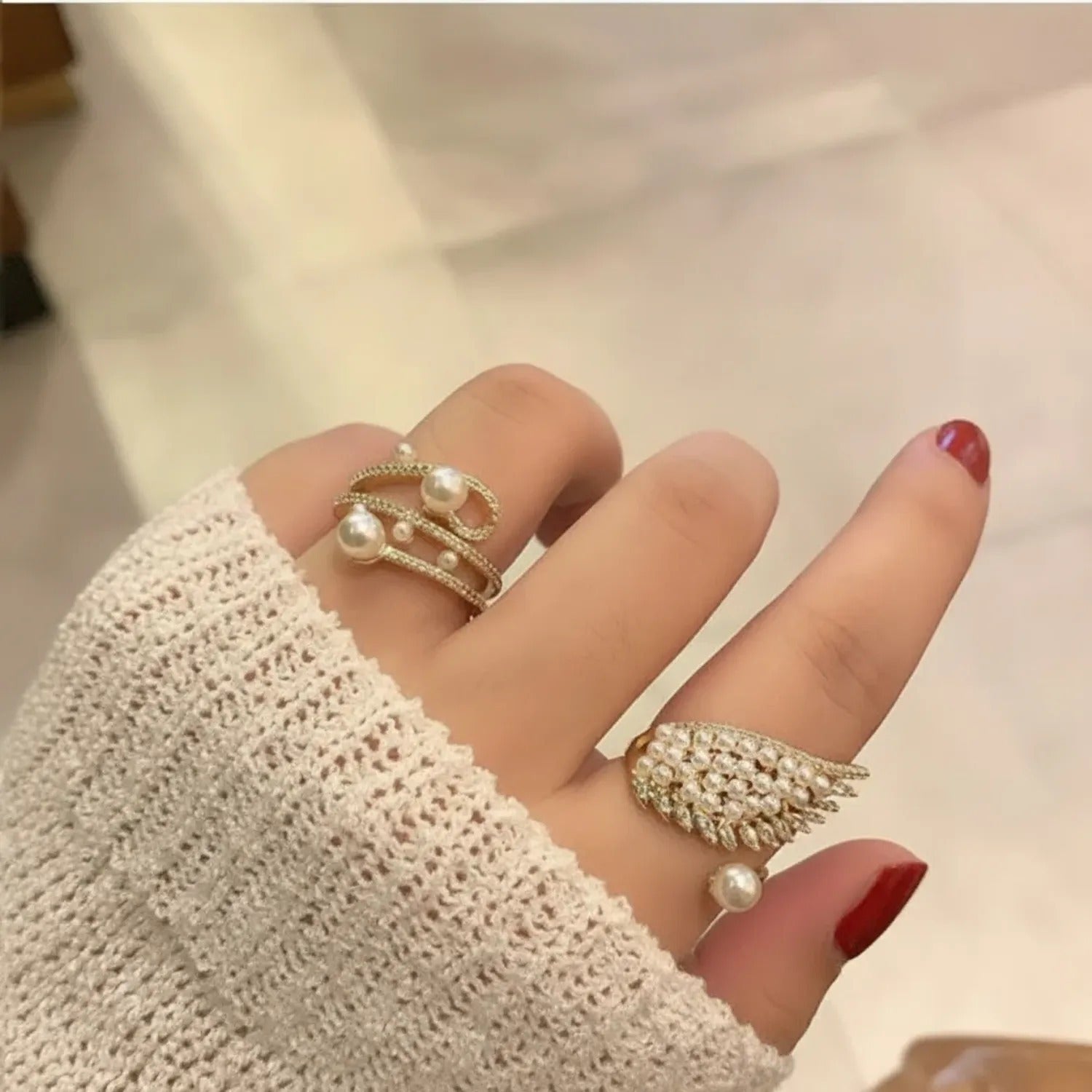 Multi-Layer Pearl & Zirconia Ring