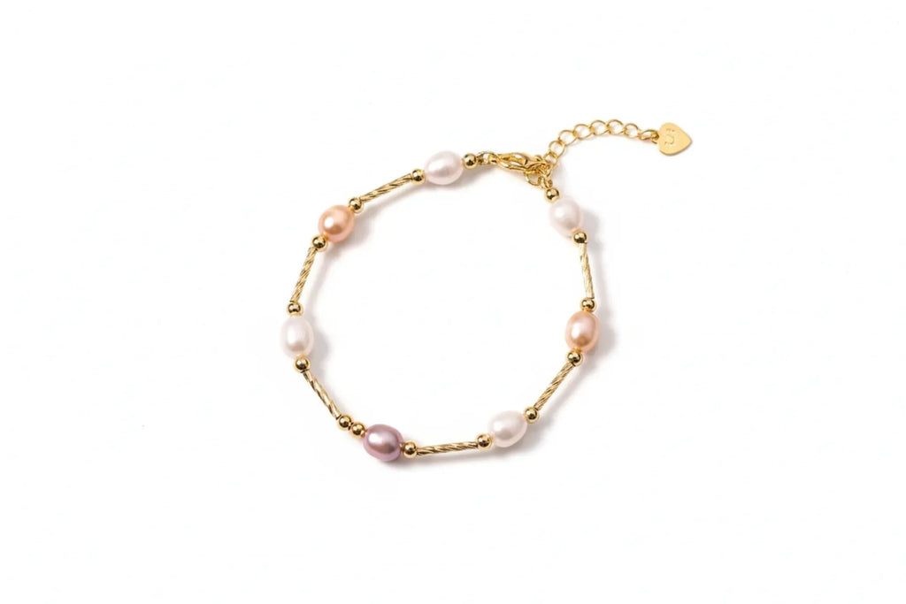 Natural Baroque Pearl Bracelet — Tahitian, Rose & Cream