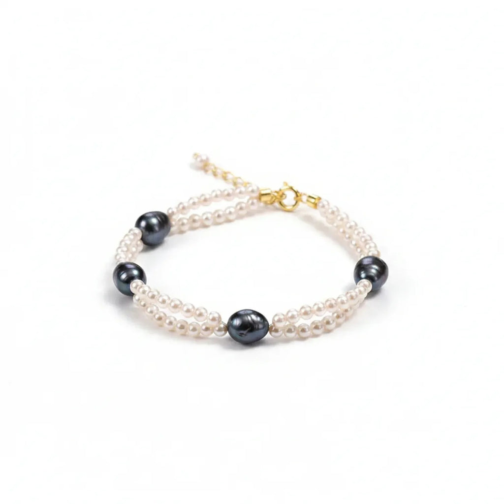Natural Baroque Pearl Bracelet — Tahitian, Rose & Cream