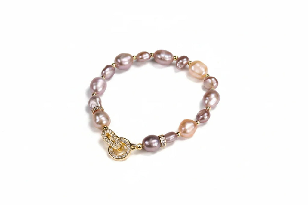 Natural Baroque Pearl Bracelet — Tahitian, Rose & Cream