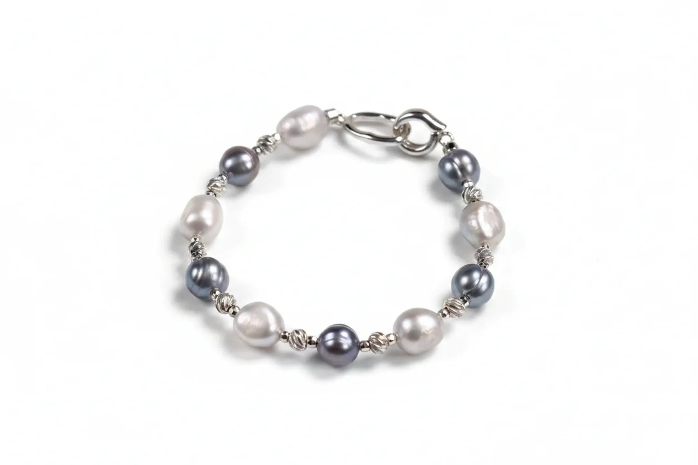 Natural Baroque Pearl Bracelet — Tahitian, Rose & Cream