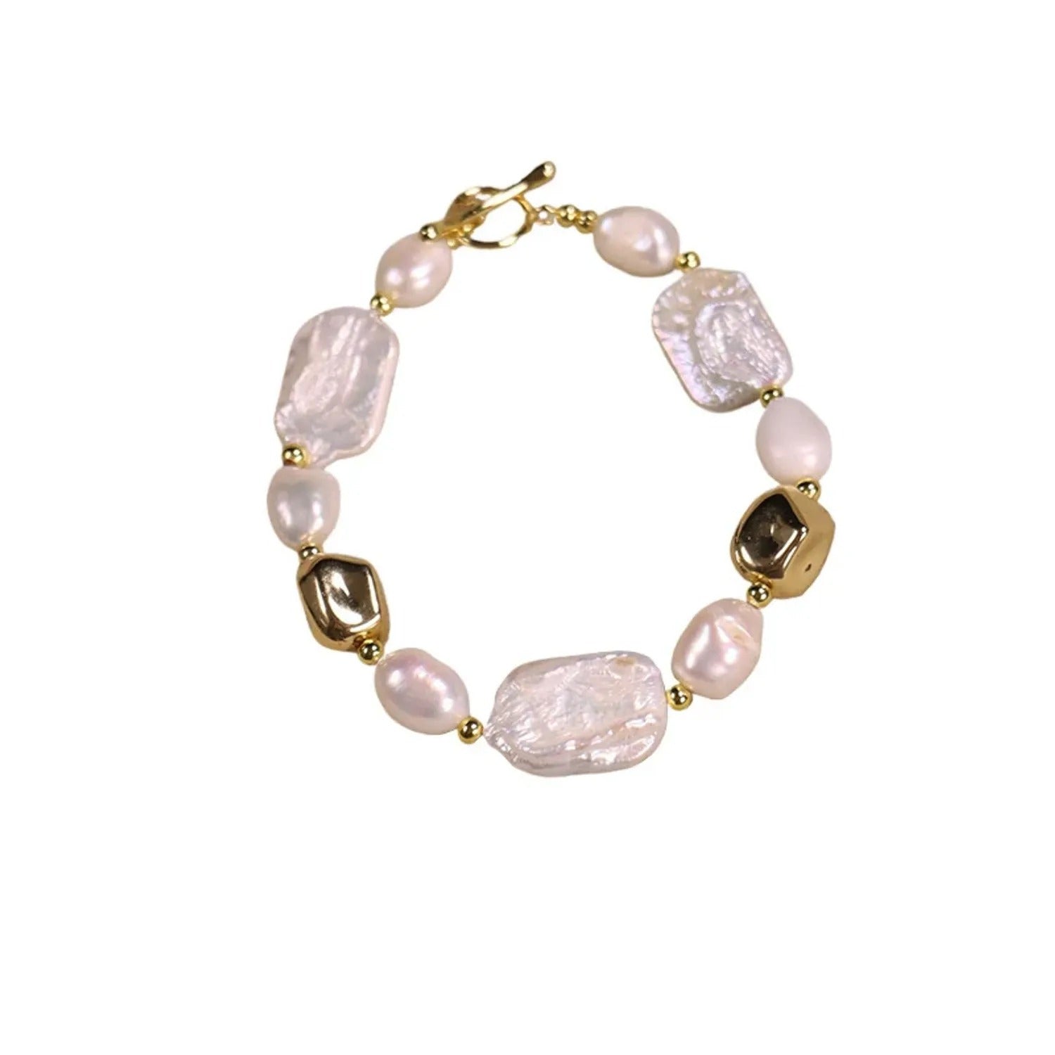 Natural Baroque Pearl Bracelet — Tahitian, Rose & Cream