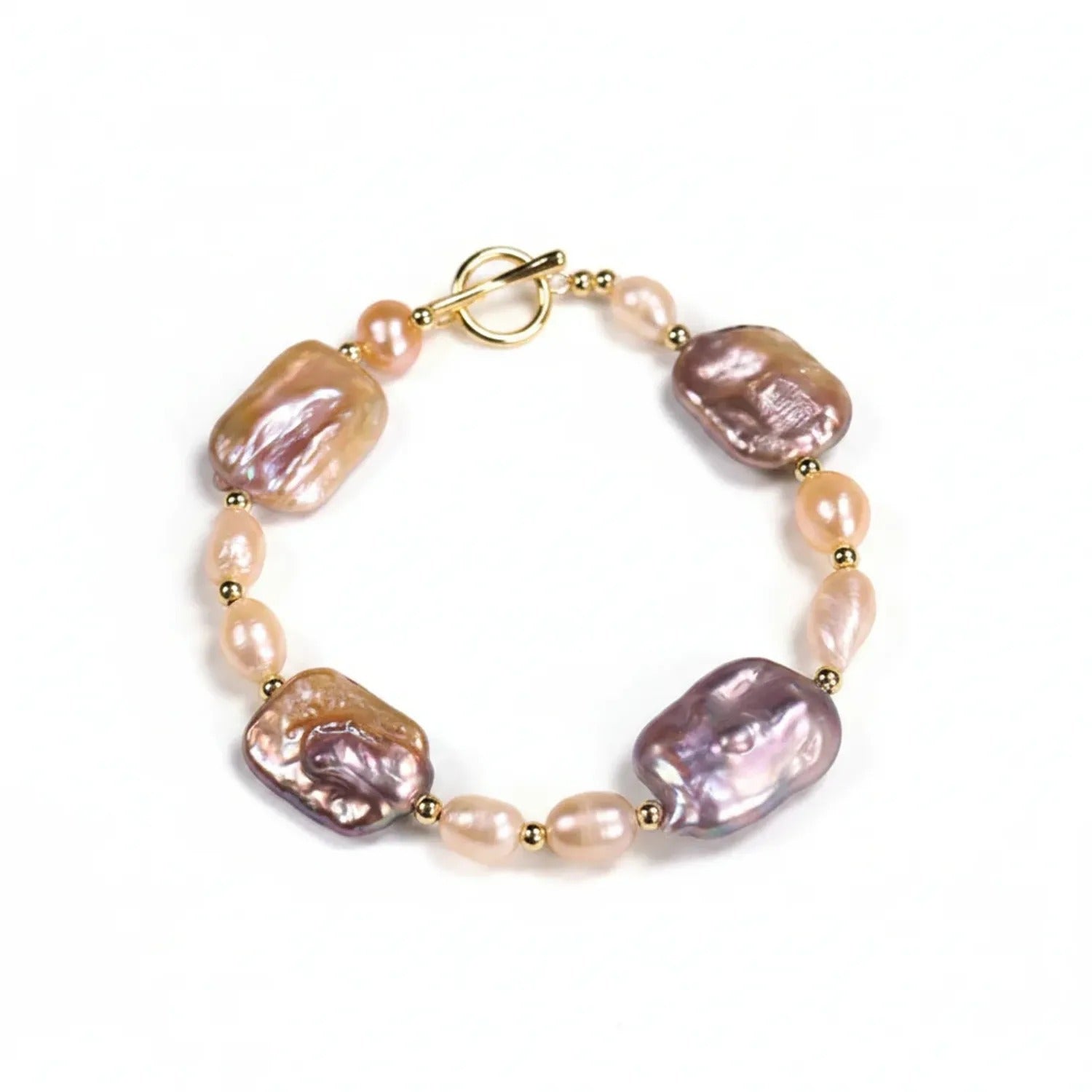 Natural Baroque Pearl Bracelet — Tahitian, Rose & Cream
