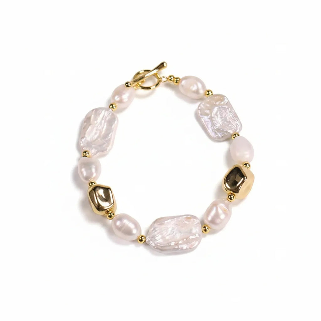 Natural Baroque Pearl Bracelet — Tahitian, Rose & Cream