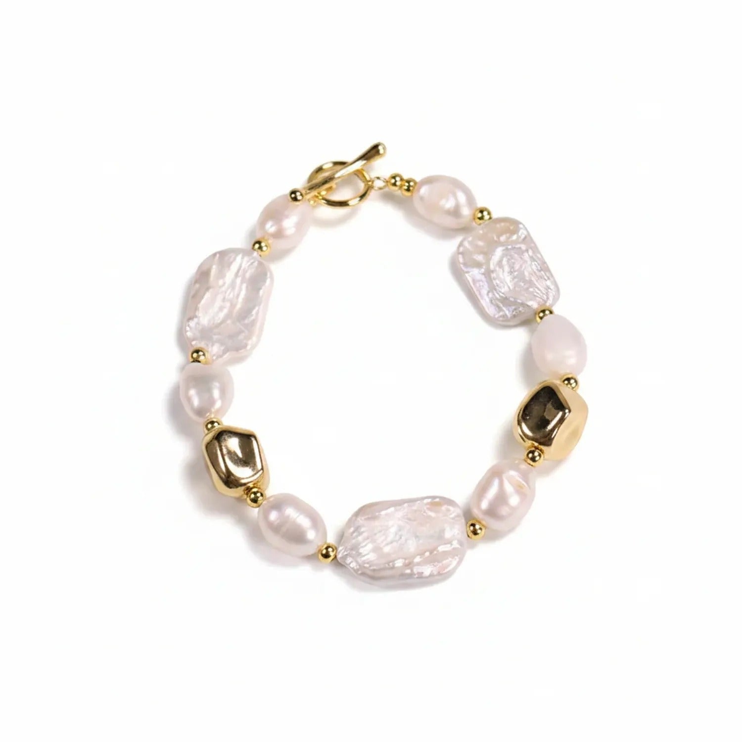 Natural Baroque Pearl Bracelet — Tahitian, Rose & Cream