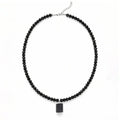 Natural Black Tourmaline Pendant Necklace With Resin Beads Protection Stone Amulet, Boho Healing Crystal Jewelry For Women Men