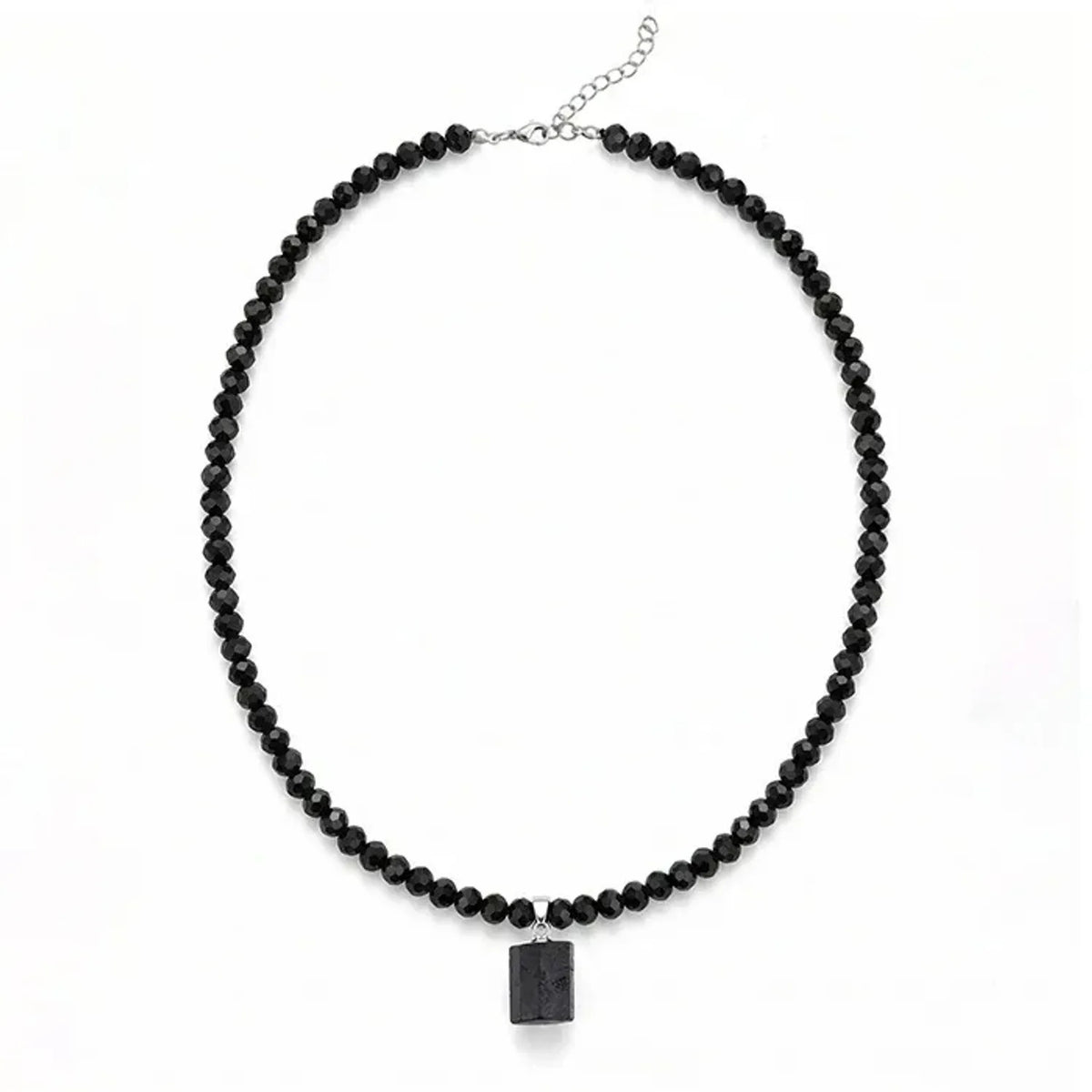 Natural Black Tourmaline Pendant Necklace With Resin Beads Protection Stone Amulet, Boho Healing Crystal Jewelry For Women Men