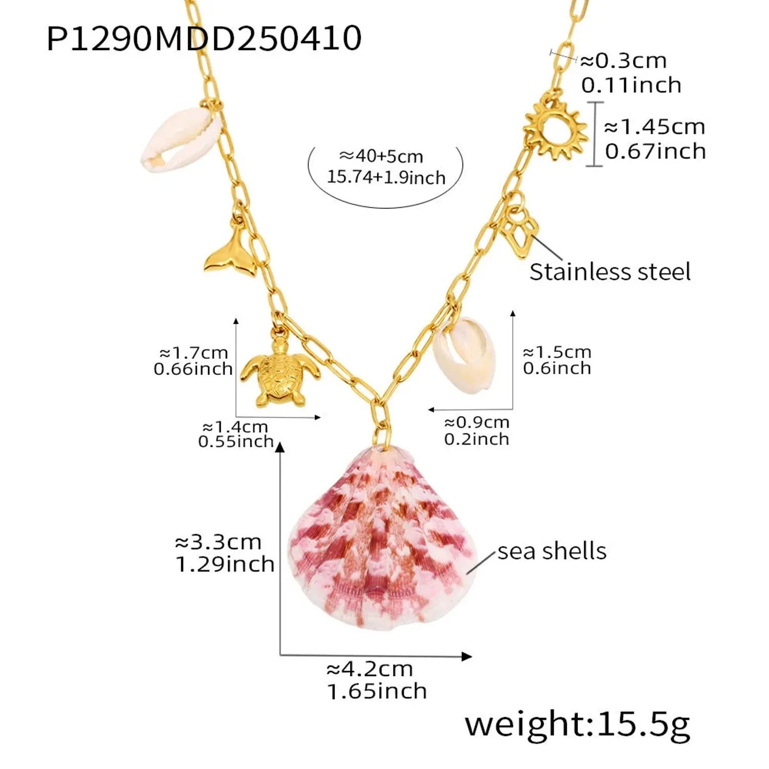 Natural Shell Sea Turtle Stainless Steel Necklace – Ocean Series