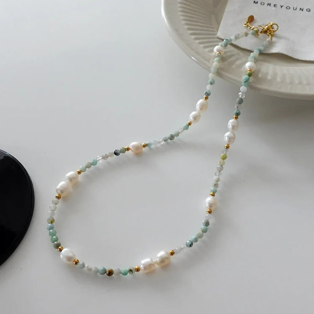 Natural Shoushan Stone Beaded Necklace