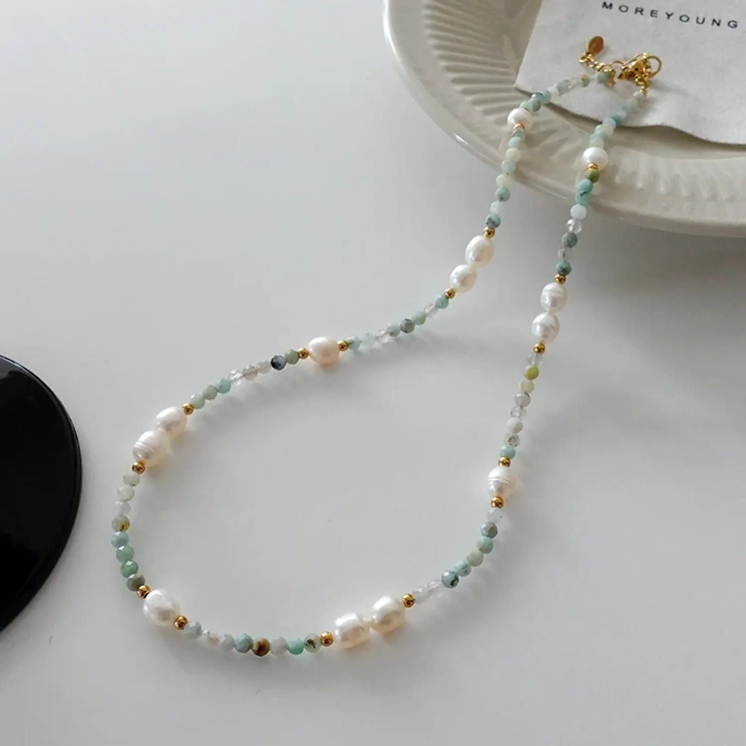 Natural Shoushan Stone Beaded Necklace
