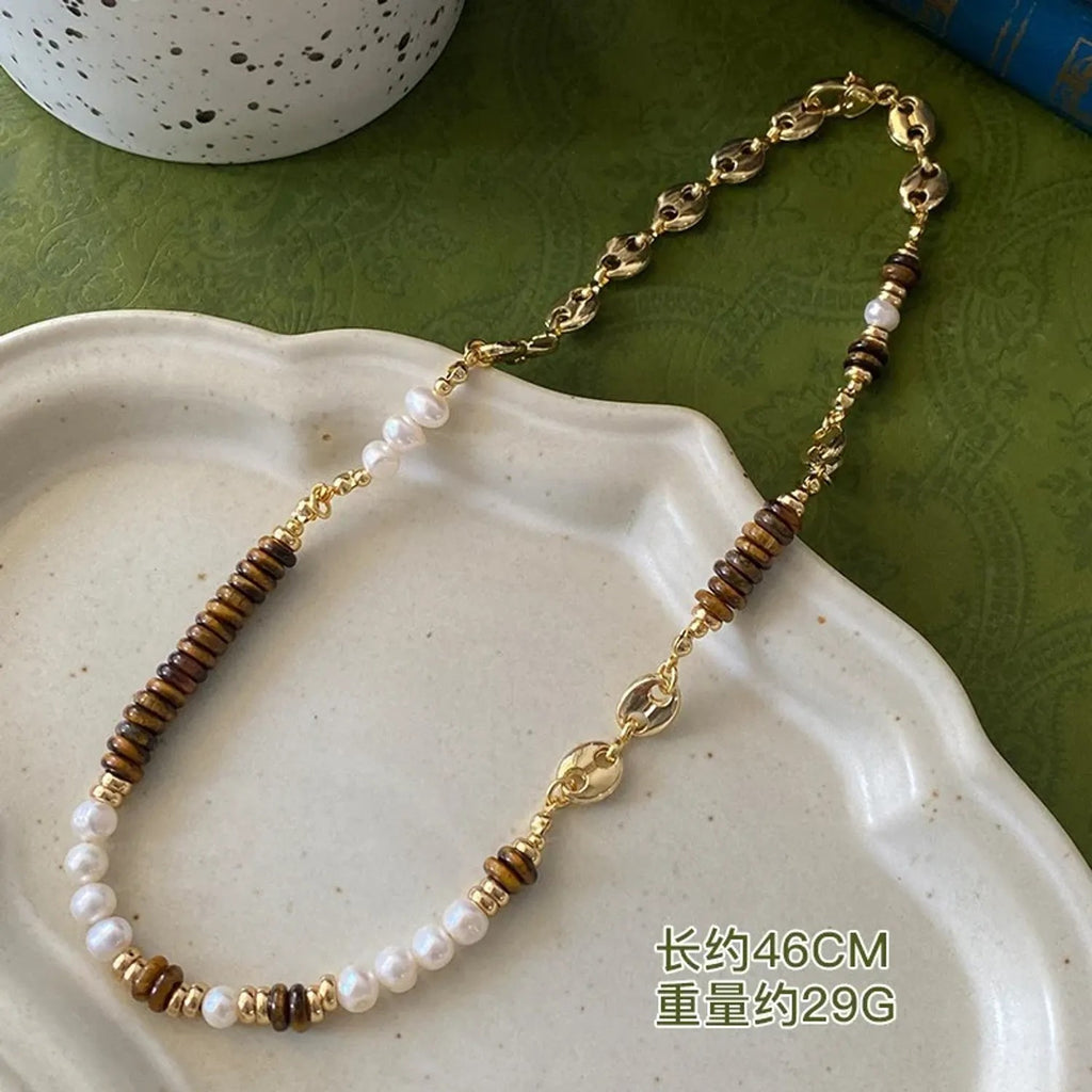 Natural Shoushan Stone Beaded Necklace