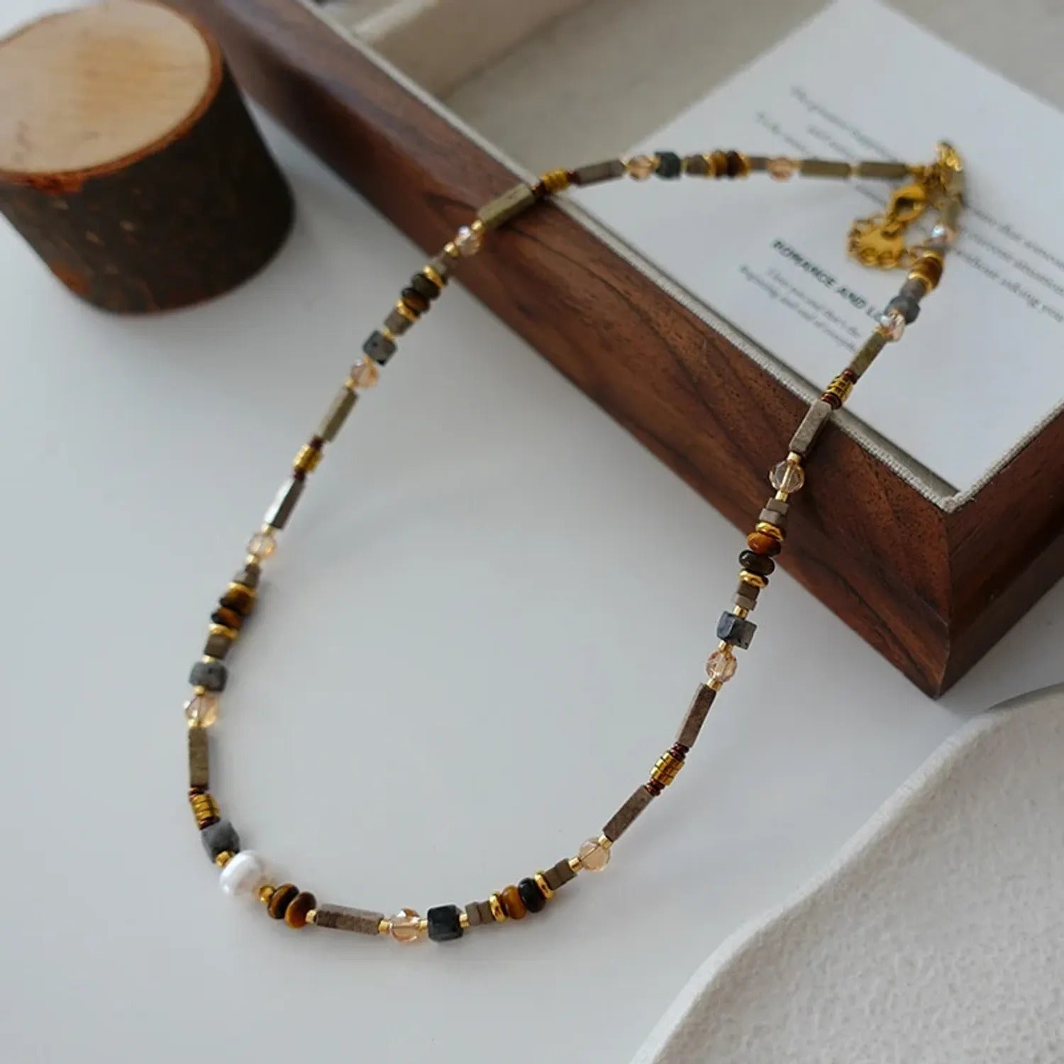 Natural Shoushan Stone Beaded Necklace